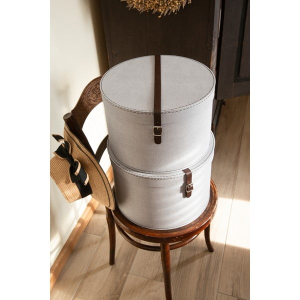 Svetlo sive kartonaste škatle za shranjevanje v kompletu 2 ks s pokrovom ø 37,5x25,5 cm Rut Canvas Paper Laminate – Bigso-image-2