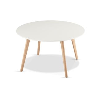 Bela kavna mizica z nogami iz hrastovega lesa Furnhouse Life, Ø 80 cm