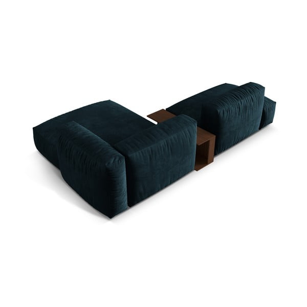 Temno modra žametna kotna sedežna garnitura (desni kot/z ležalnikom) Martina – Micadoni -image-3