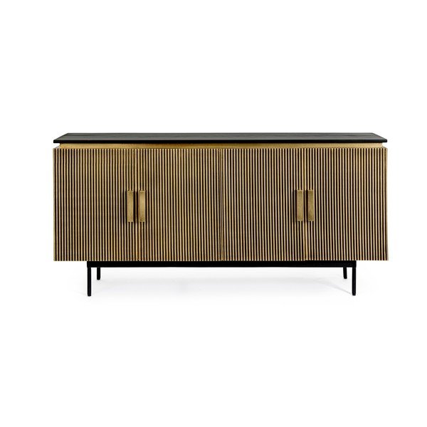 Črna/v naravni barvi komoda 160x80x40 cm Virat – Bizzotto-image-1