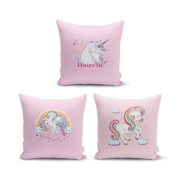 Otroške prevleke za blazine v kompletu 3 kos Unicorn Pony - Minimalist Cushion Covers