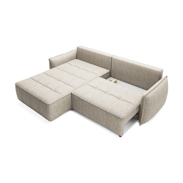 Bež žametna raztegljiva/s prostorom za shranjevanje kotna sedežna garnitura (levi kot/z ležalnikom) Campo – ELTAP-image-1