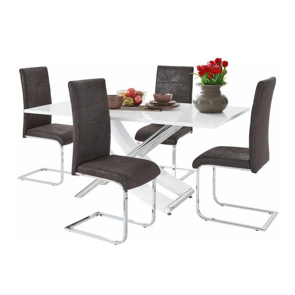 Garnitura mize in 4 temno sivih stolov Støraa Carl
