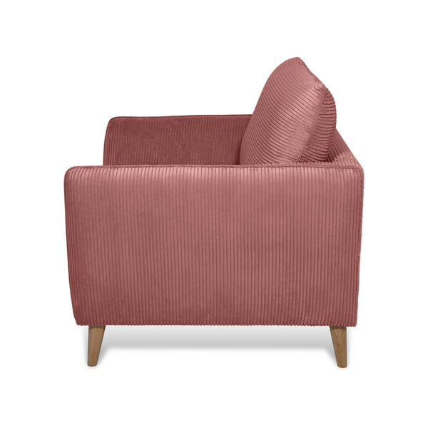 Rožnat fotelj iz rebrastega žameta Paris – Scandic-image-3