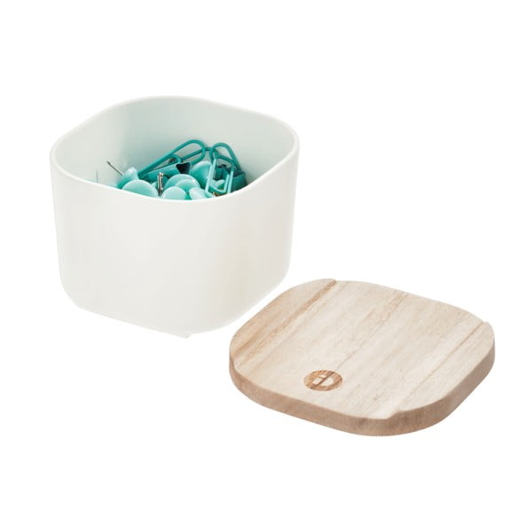 Bela škatla za shranjevanje s pokrovom iz pavlovnije iDesign Eco, 9 x 9 cm-image-3