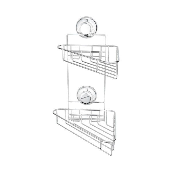 Kotna kovinska kopalniška polica v srebrni barvi z namestitvijo brez vrtanja Bestlock Bath – Compactor