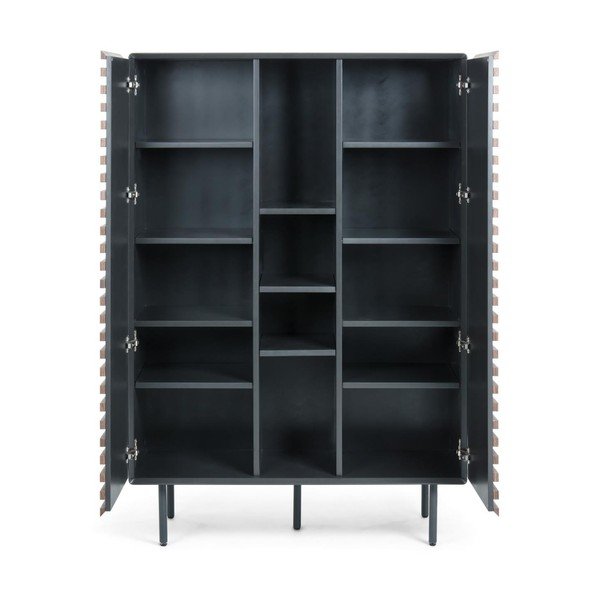 Omarica v orehovem dekorju v črni in naravni barvi 105x155x40 cm Kesia – Kave Home-image-3