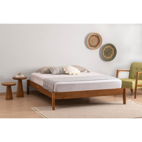 Zakonska postelja iz masivne smreke z letvenim dnom 180x200 cm v naravni barvi/temno rjava Galaksi – Kalune Design-image-1