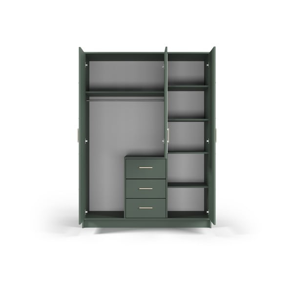 Zelena garderobna omara z ogledalom 147x200 cm Burren - Cosmopolitan Design-image-4