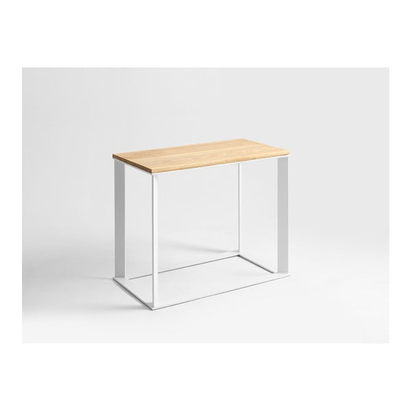 Konzolna mizica z belo podlago in hrastovim vrhom Custom Form Skaden, dolžina 100 cm