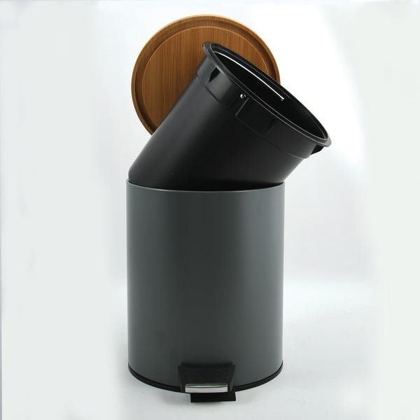 Temno siv jeklen koš za smeti s pedalom 5 l Adonis – Spirella-image-2