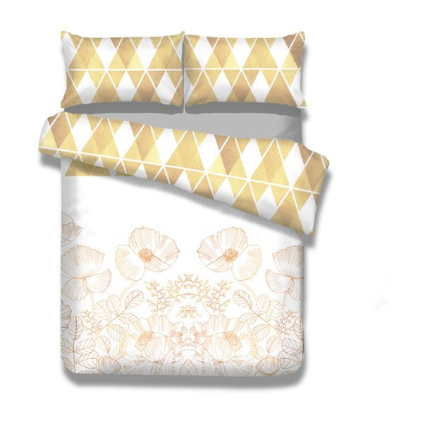 Flanelno posteljno perilo za enojno posteljo AmeliaHome Golden Poppy, 155 x 220 cm