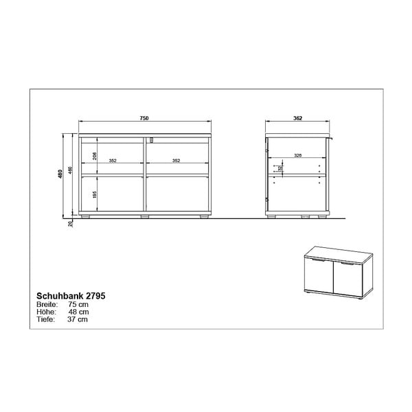 Omara za čevlje v hrastovem dekorju s klopjo Fremont - Germania-image-4