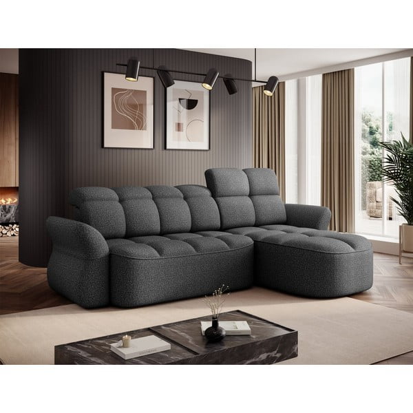 Temno siva žametna raztegljiva/s prostorom za shranjevanje kotna sedežna garnitura (desni kot/z ležalnikom) Beneth – ELTAP-image-3