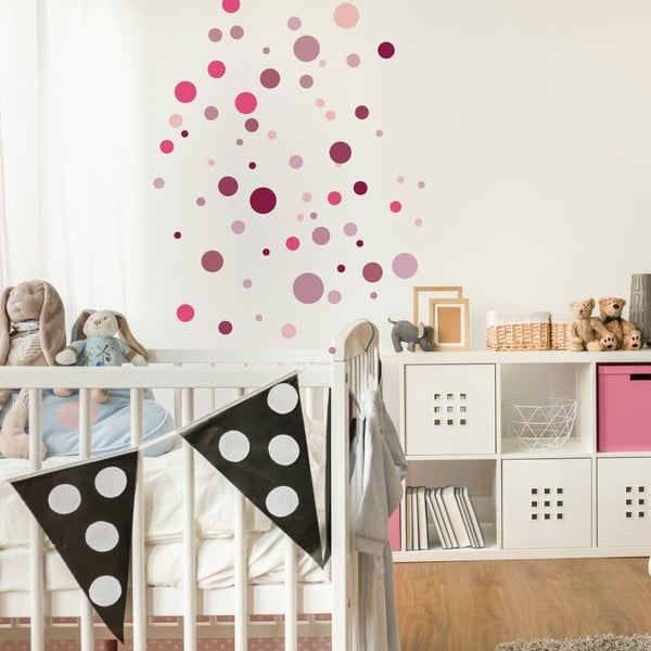 Set 100 roza stenskih nalepk Ambiance Round Stickers-image-3