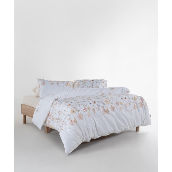 Bela podaljšana posteljnina za zakonsko posteljo iz bombažnega satena 240x220 cm Ivory Garden Floral – Mila Home Luxury-image-2