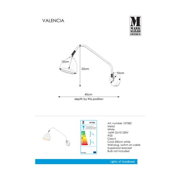 Bela stenska svetilka Markslöjd Valencia-image-2