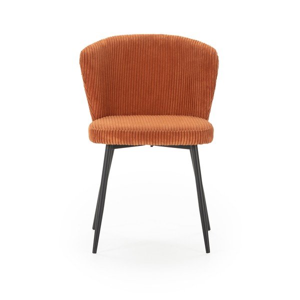 Oranžni jedilni stoli iz rebrastega žameta v kompletu 4 ks Megan – Marckeric-image-2