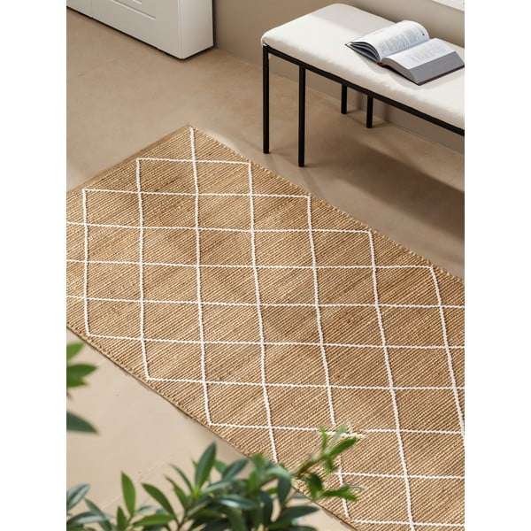 Ročno tkan tekač iz jute v naravni barvi 80x200 cm Kunu – Hanse Home-image-1