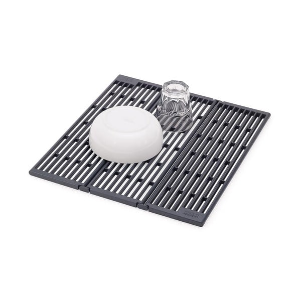 Siv plastičen nastavljiv odcejalnik za pomivalno korito 43x13 cm Platform – Joseph Joseph