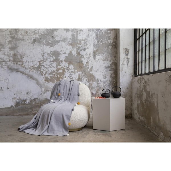 Sivo pregrinjalo iz flisa 150x200 cm Pom Pom – Mijolnir-image-2