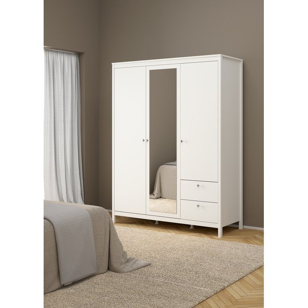 Bela garderobna omara z ogledalom 150x199x58 cm Madrid – Tvilum-image-3