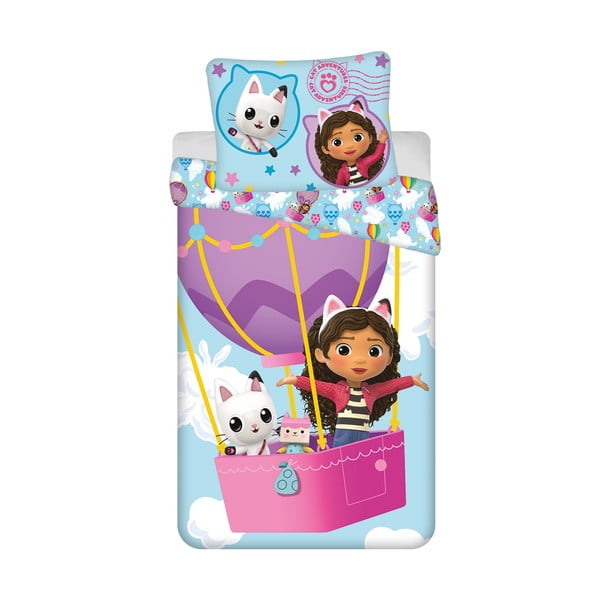 Enojna bombažna otroška posteljnina 140x200 cm Gabby's Dollhouse "Balloon"  – Jerry Fabrics