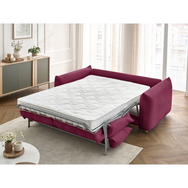 Bordo rdeča raztegljiva sedežna garnitura 214 cm Ernest – Bobochic Paris-image-1