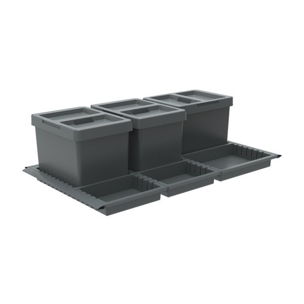 Siv plastičen koš za smeti 3x12 l za ločevanje odpadkov/izvlečni Metropolis Flip-up – Elletipi