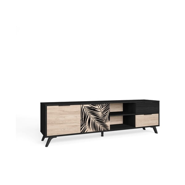 Črna TV omarica iz hrastovega dekorja 181x53 cm Palmera - Marckeric-image-2