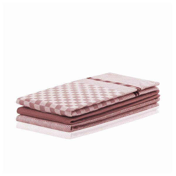 DecoKing Louie komplet 3 temno rožnatih bombažnih brisač, 50 x 70 cm