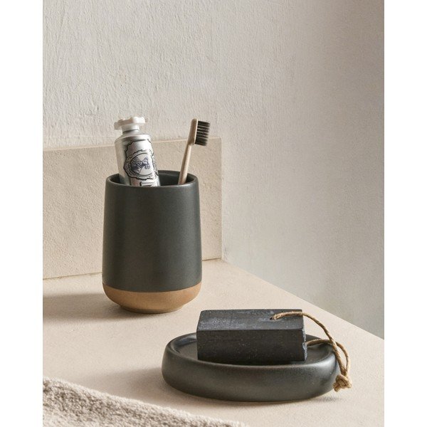 Temno siv keramičen lonček za zobne ščetke Silma – Kave Home-image-1
