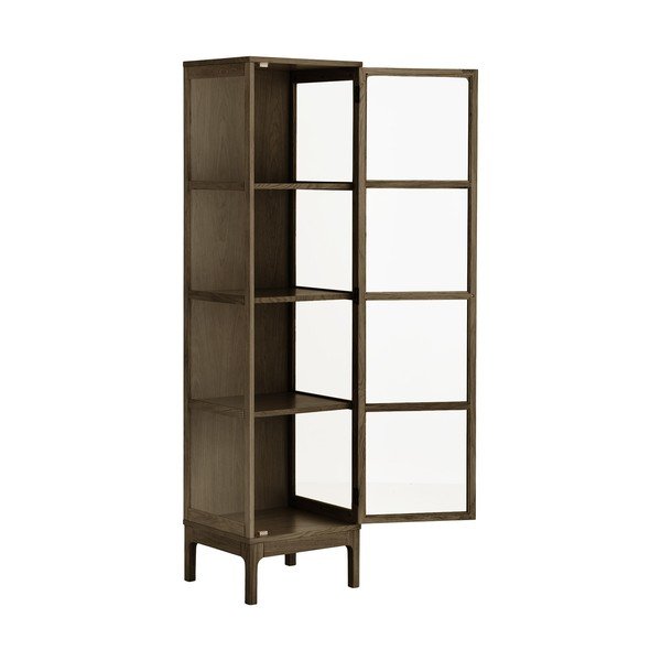 Temno rjava vitrina v hrastovem dekorju 47x180x40 cm Zamora – House Nordic-image-3