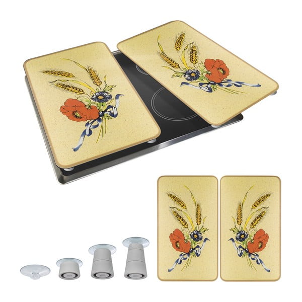 Plošča za štedilnik iz kaljenega stekla v kompletu 2 kos 52x30 cm Corn-Flowers - Maximex-image-2