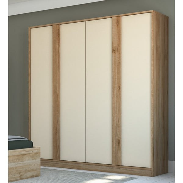 Kremno belagarderobna omara v hrastovem dekorju 180x197,5x53 cm Dennis – Marckeric-image-1