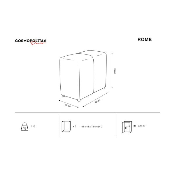 Rumeno žametno naslonjalo za modularni kavč Rome Velvet - Cosmopolitan Design -image-3