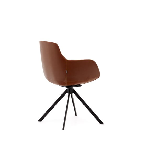 Oblazinjeni jedilni stoli v kompletu z nasloni za roke 2 ks v konjak rjavi barvi Tissiana – Kave Home-image-3