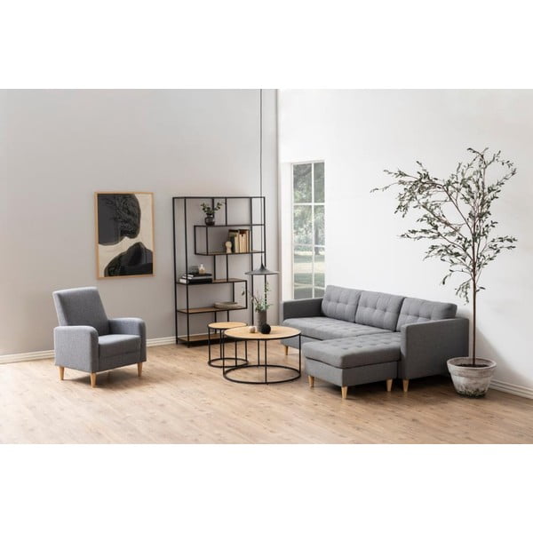 Črn regal v hrastovem dekorju 114x185 cm Seaford – Actona-image-4