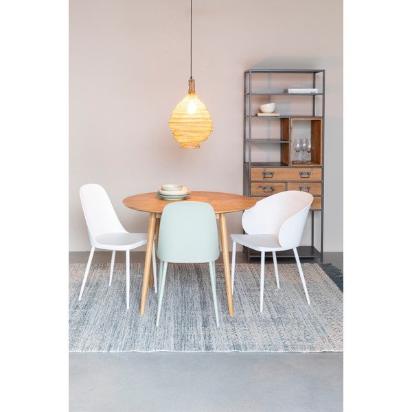 Okrogla jedilna miza z mizno ploščo v hrastovem dekorju ø 100 cm Fabio – White Label-image-1