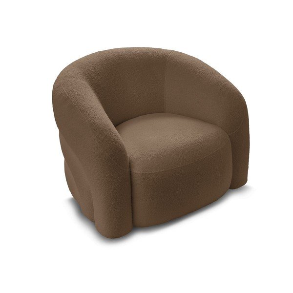 Rjav vrtljiv fotelj iz tkanine bouclé Elina – Bobochic Paris-image-4