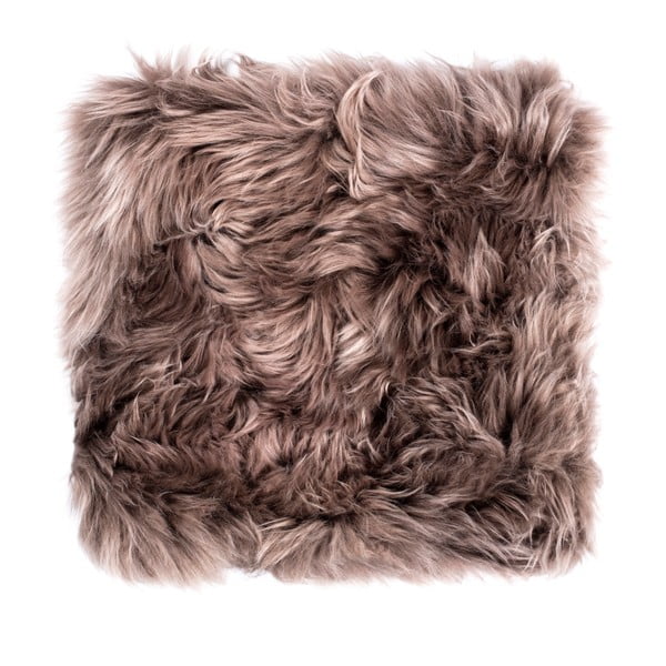 Rjava sedežna blazina iz ovčje kože Royal Dream Zealand, 40 x 40 cm