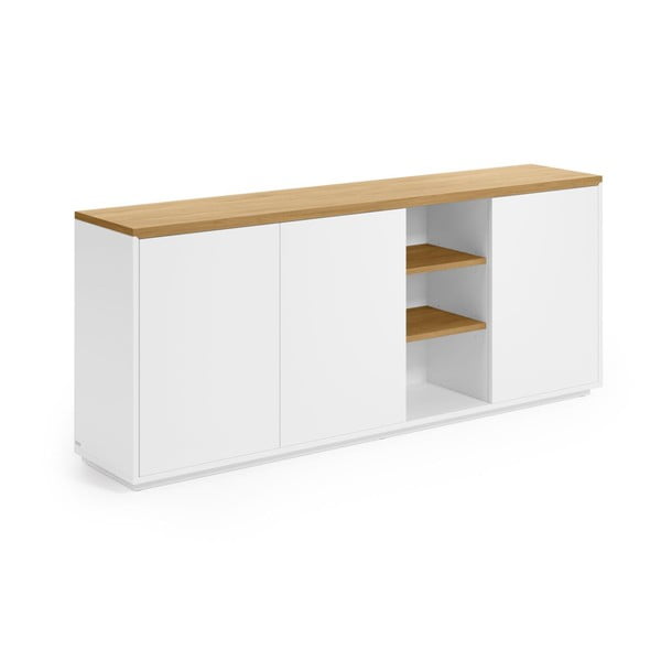 Bela komoda v hrastovem dekorju 180x75x36 cm Abilen – Kave Home
