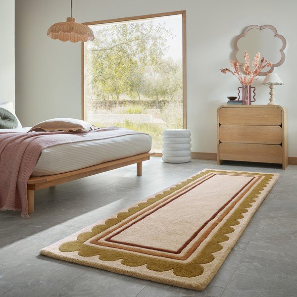 Ročno tkan volnen tekač v naravni barvi 80x230 cm Lois – Flair Rugs-image-1
