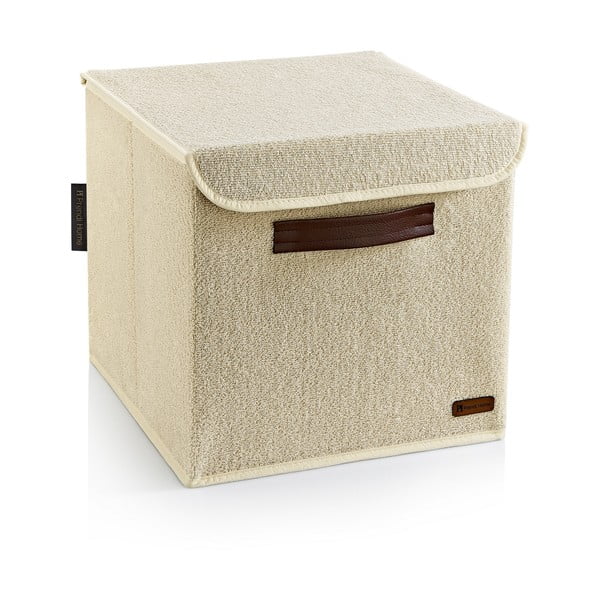 Bež tekstilna škatla za shranjevanje s pokrovom 30x30x30 cm – Mioli Decor