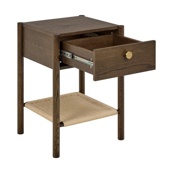 Nočna omarica v hrastovem dekorju v temni naravni barvi Monfort – Actona-image-2