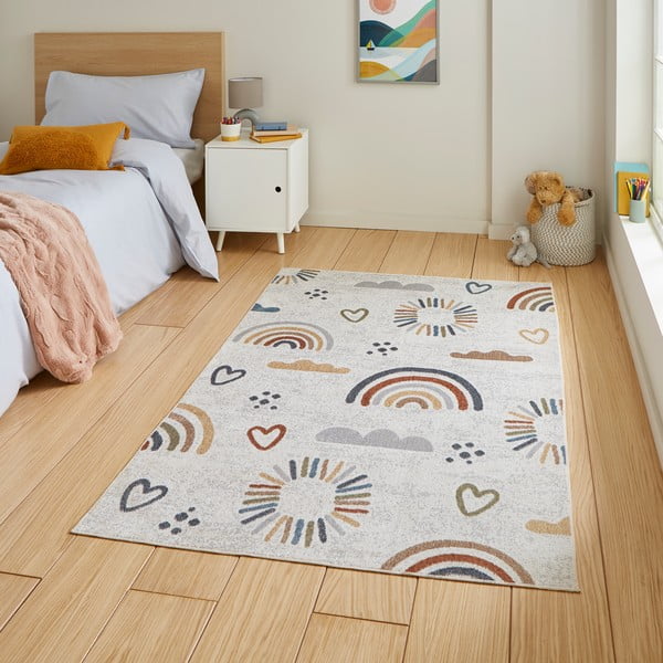 Kremno bela otroška preproga 80x150 cm Vida Kids Rainbow – Think Rugs-image-1