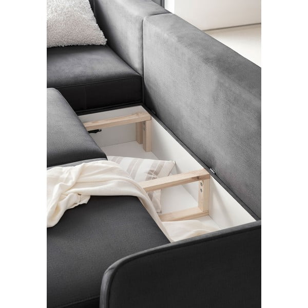 Temno siva žametna raztegljiva/s prostorom za shranjevanje kotna sedežna garnitura (levi kot/z ležalnikom) Silva – ELTAP-image-3