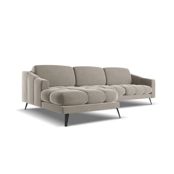 Bež žametna kotna sedežna garnitura (levi kot) Nalu – Makamii-image-2