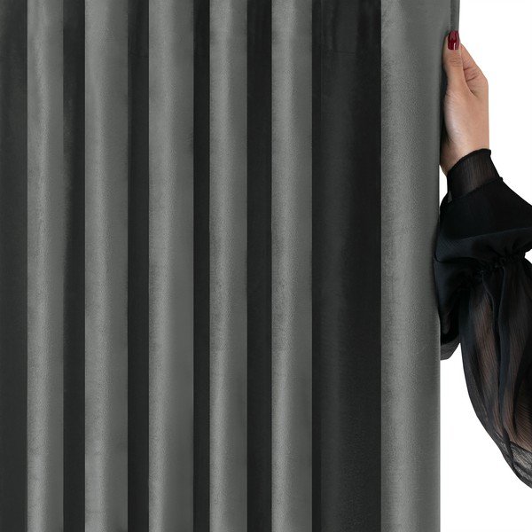 Temno siva žametna zavesa za delno zatemnitev 200x270 cm Velto – Filumi-image-4