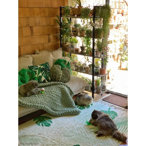 Zelena/kremno bela pralna ročno tkana bombažna otroška preproga 140x200 cm Tropical Green – Lorena Canals-image-3